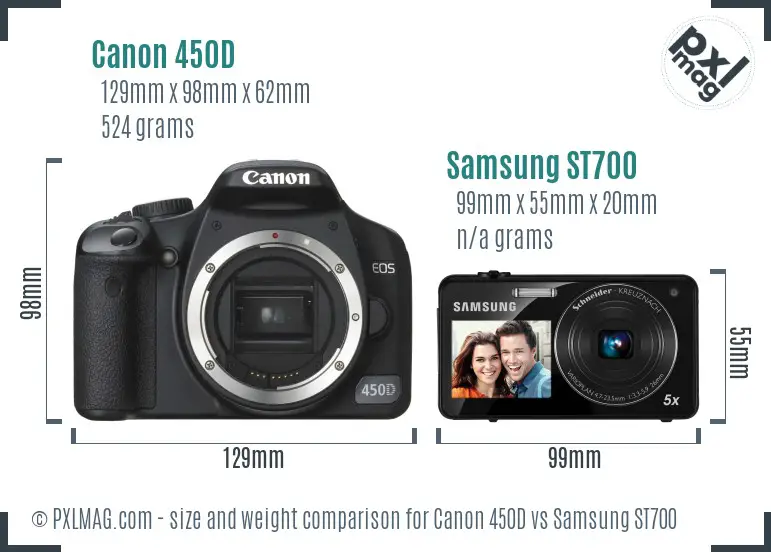 Canon 450D vs Samsung ST700 size comparison