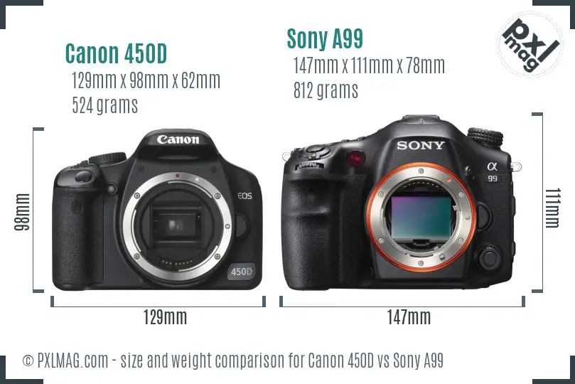Canon 450D vs Sony A99 size comparison
