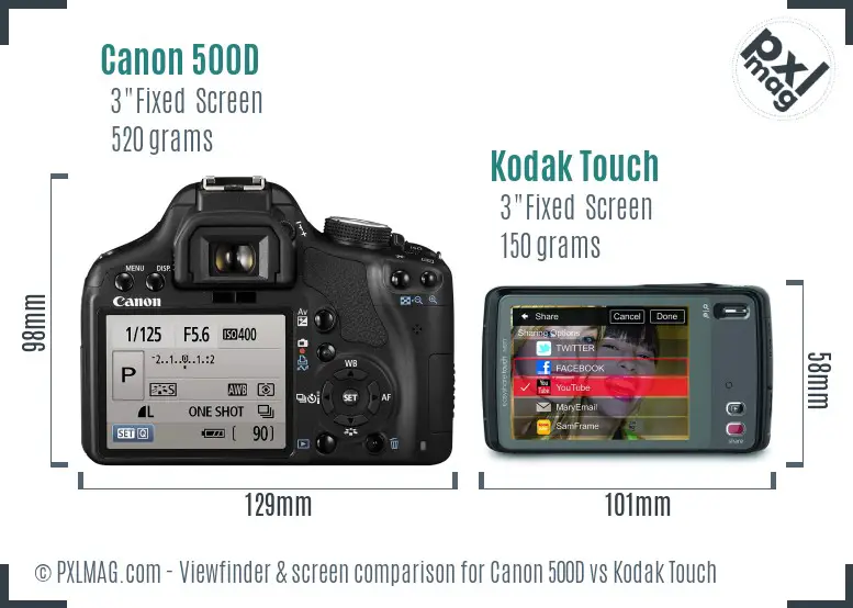 Canon 500D vs Kodak Touch Screen and Viewfinder comparison Canon 500D vs Kodak Touch Screen and Viewfinder comparison