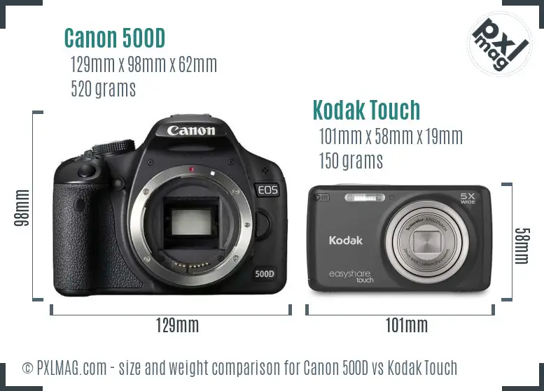 Canon 500D vs Kodak Touch size comparison Canon 500D vs Kodak Touch size comparison