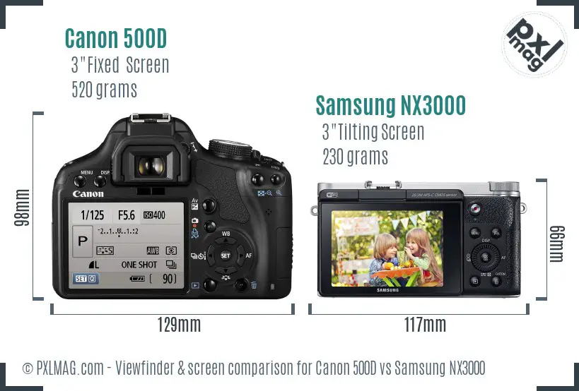 Canon 500D vs Samsung NX3000 Screen and Viewfinder comparison Canon 500D vs Samsung NX3000 Screen and Viewfinder comparison