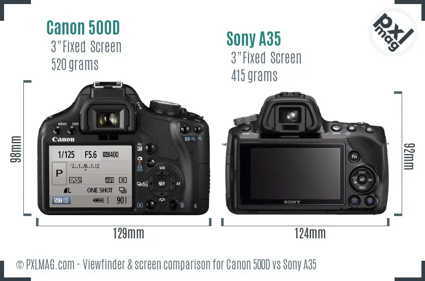 Canon 500D vs Sony A35 Screen and Viewfinder comparison
