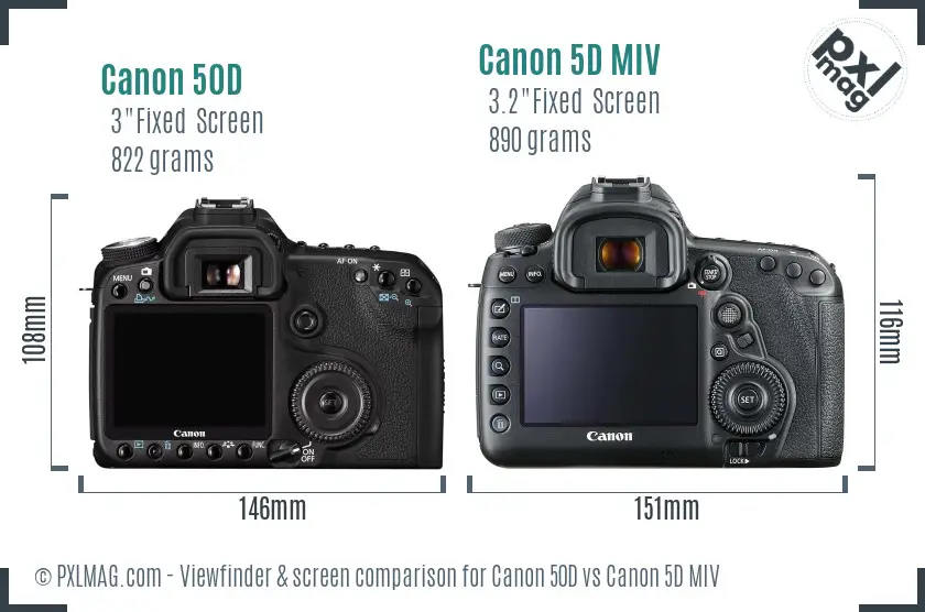 Canon 50D vs Canon 5D MIV Screen and Viewfinder comparison