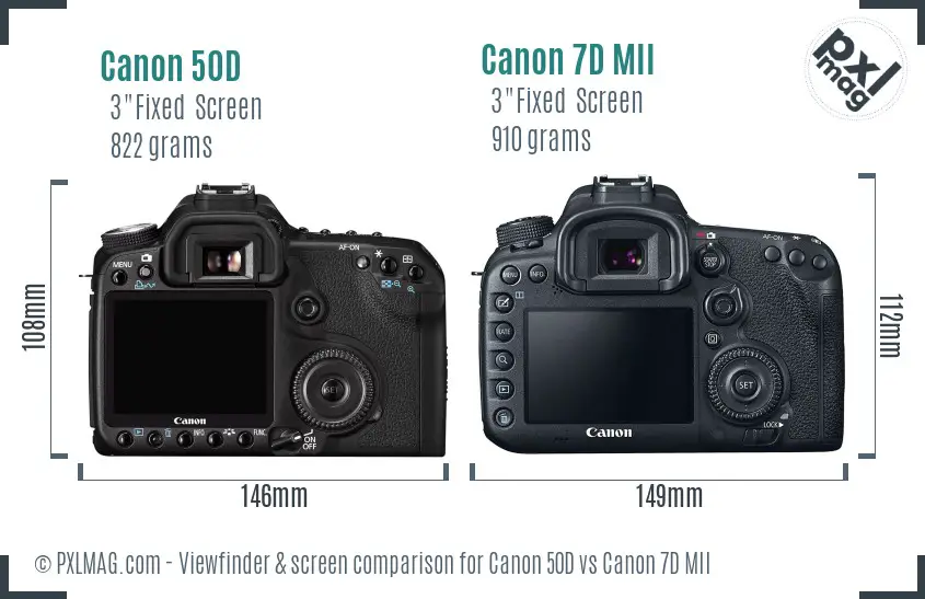 Canon 50D vs Canon 7D MII Screen and Viewfinder comparison