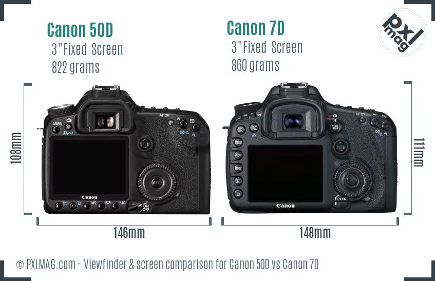 Canon 50D vs Canon 7D Screen and Viewfinder comparison