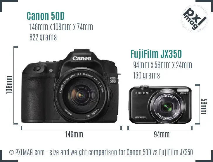 Canon 50D vs FujiFilm JX350 size comparison Canon 50D vs FujiFilm JX350 size comparison