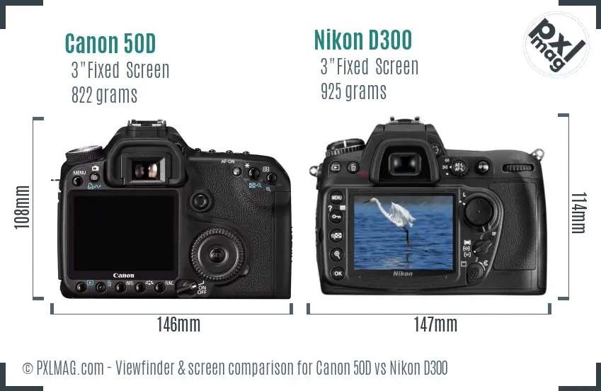 Canon 50D vs Nikon D300 Screen and Viewfinder comparison