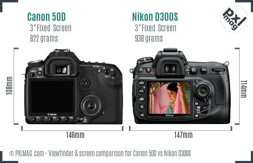 Canon 50D vs Nikon D300S Screen and Viewfinder comparison