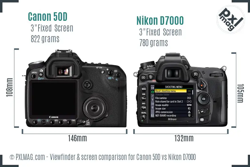 Canon 50D vs Nikon D7000 Screen and Viewfinder comparison