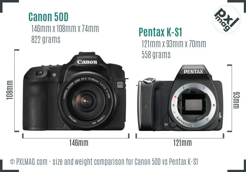 Canon 50D vs Pentax K-S1 size comparison Canon 50D vs Pentax K-S1 size comparison