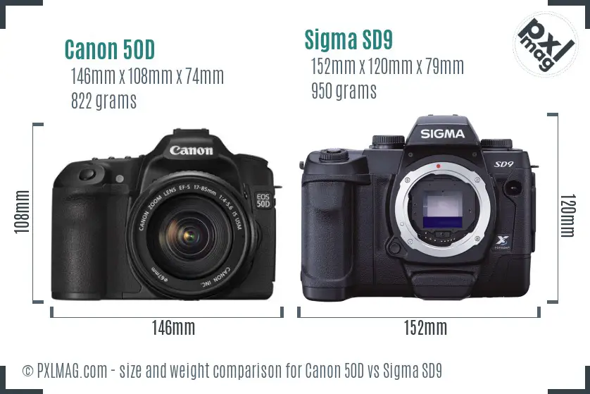 Canon 50D vs Sigma SD9 size comparison