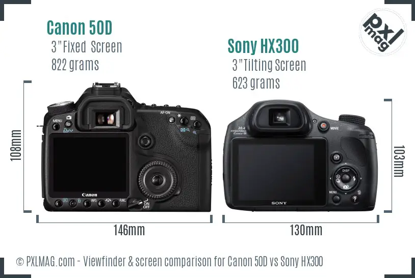 Canon 50D vs Sony HX300 Screen and Viewfinder comparison Canon 50D vs Sony HX300 Screen and Viewfinder comparison