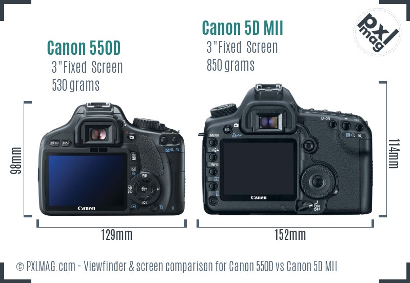 Canon 550D vs Canon 5D MII Screen and Viewfinder comparison