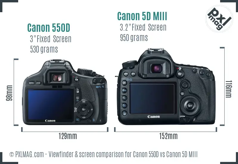 Canon 550D vs Canon 5D MIII Screen and Viewfinder comparison Canon 550D vs Canon 5D MIII Screen and Viewfinder comparison
