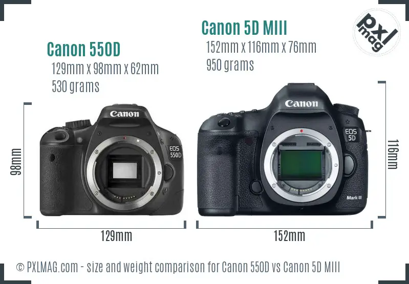 Canon 550D vs Canon 5D MIII size comparison Canon 550D vs Canon 5D MIII size comparison