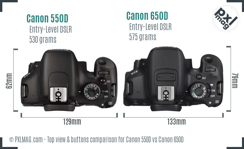 Canon 550D vs Canon 650D top view buttons comparison