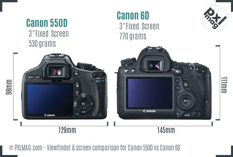 Canon 550D vs Canon 6D Screen and Viewfinder comparison Canon 550D vs Canon 6D Screen and Viewfinder comparison