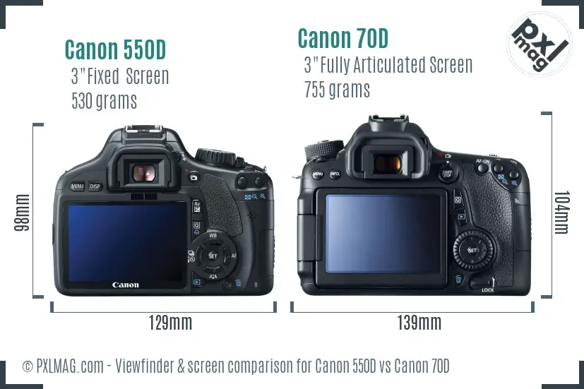 Canon 550D vs Canon 70D Screen and Viewfinder comparison Canon 550D vs Canon 70D Screen and Viewfinder comparison
