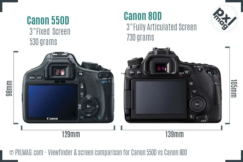 Canon 550D vs Canon 80D Screen and Viewfinder comparison Canon 550D vs Canon 80D Screen and Viewfinder comparison