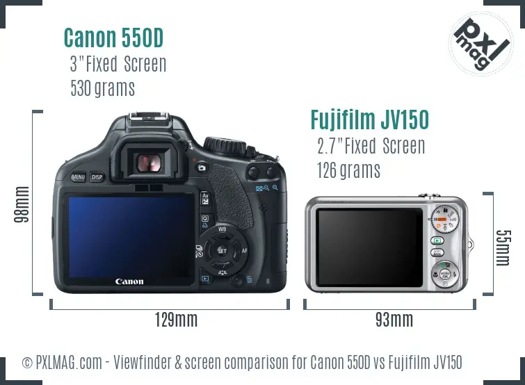 Canon 550D vs Fujifilm JV150 Screen and Viewfinder comparison