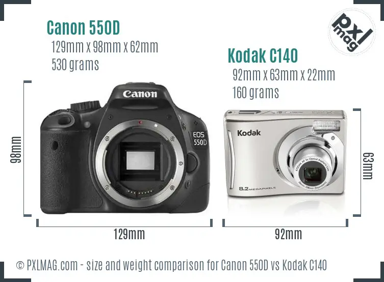 Canon 550D vs Kodak C140 size comparison