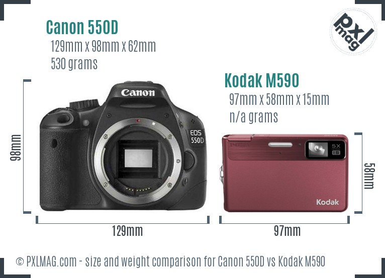 Canon 550D vs Kodak M590 size comparison