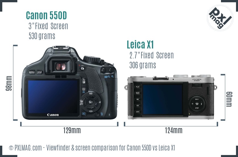 Canon 550D vs Leica X1 Screen and Viewfinder comparison