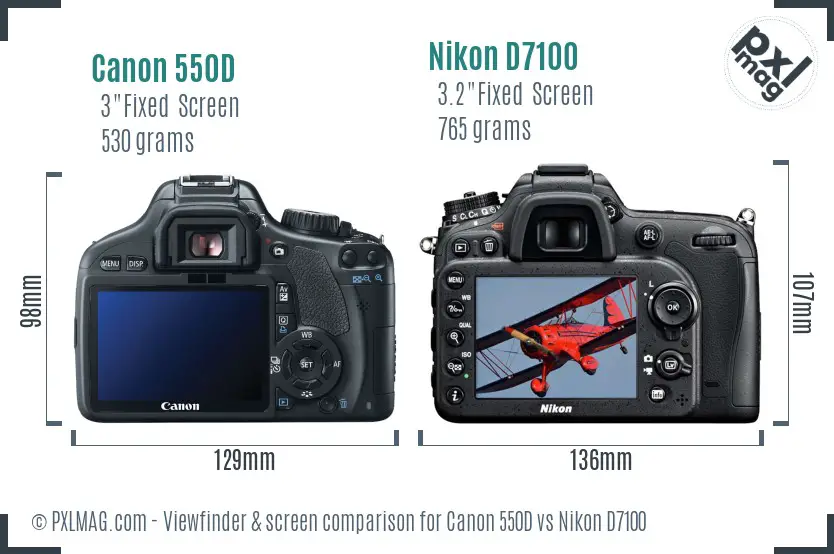 Canon 550D vs Nikon D7100 Screen and Viewfinder comparison Canon 550D vs Nikon D7100 Screen and Viewfinder comparison
