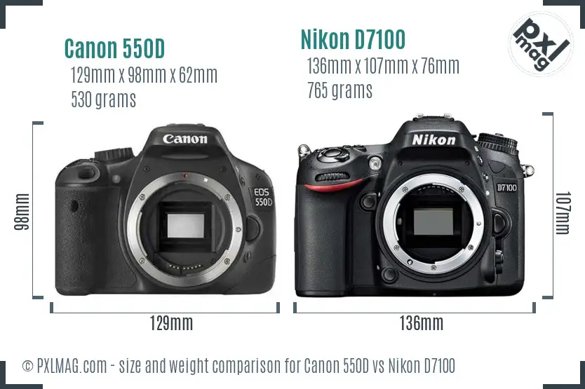 Canon 550D vs Nikon D7100 size comparison Canon 550D vs Nikon D7100 size comparison