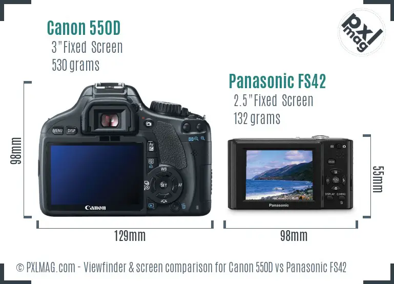 Canon 550D vs Panasonic FS42 Screen and Viewfinder comparison