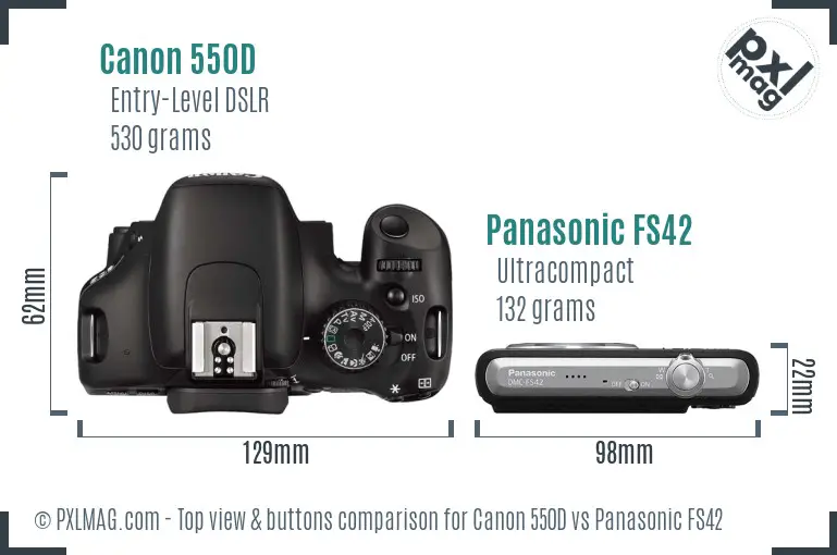 Canon 550D vs Panasonic FS42 top view buttons comparison