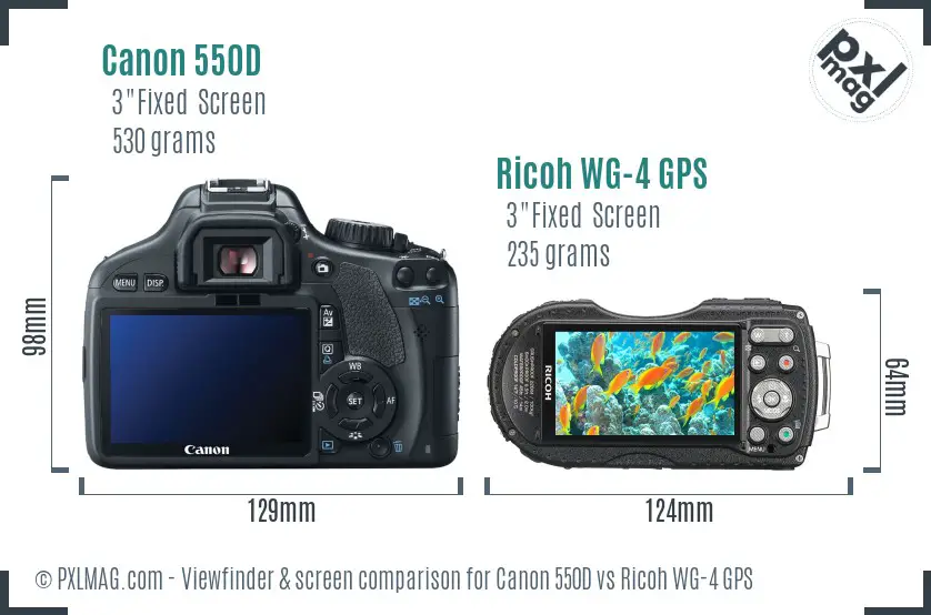 Canon 550D vs Ricoh WG-4 GPS Screen and Viewfinder comparison Canon 550D vs Ricoh WG-4 GPS Screen and Viewfinder comparison