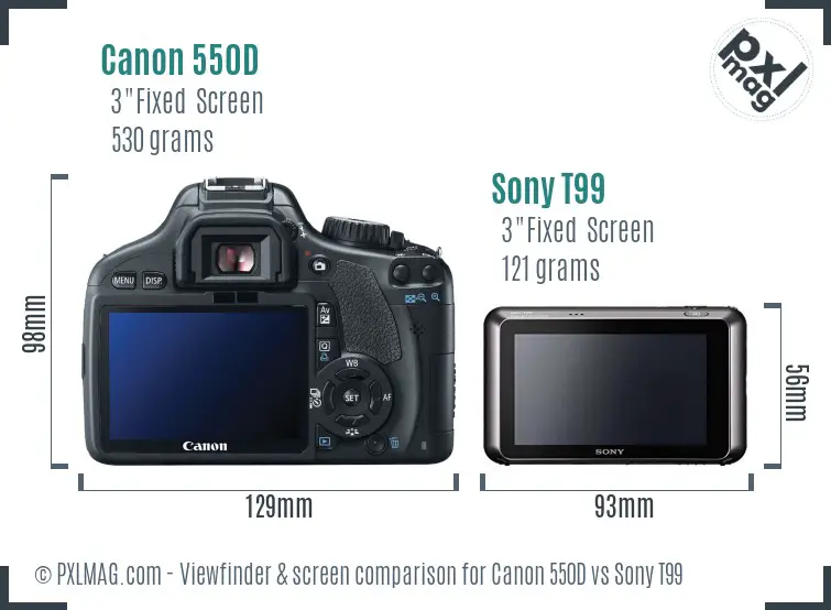 Canon 550D vs Sony T99 Screen and Viewfinder comparison Canon 550D vs Sony T99 Screen and Viewfinder comparison