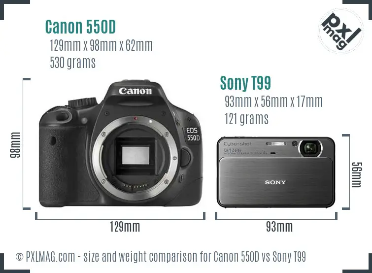 Canon 550D vs Sony T99 size comparison Canon 550D vs Sony T99 size comparison