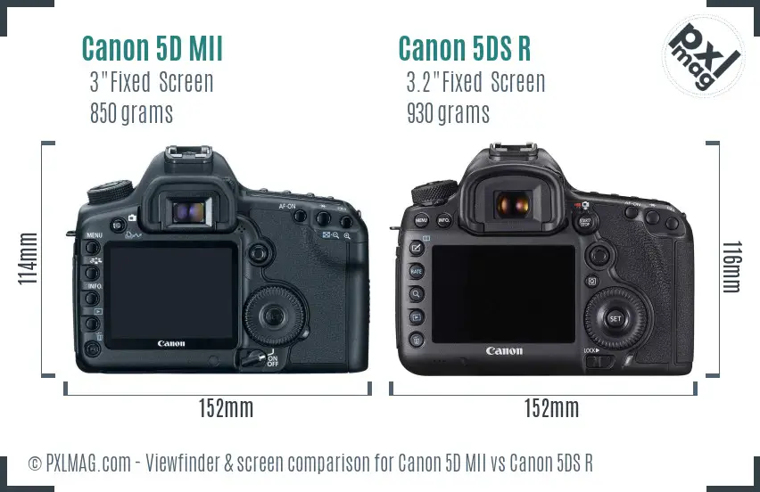 Canon 5D MII vs Canon 5DS R Screen and Viewfinder comparison