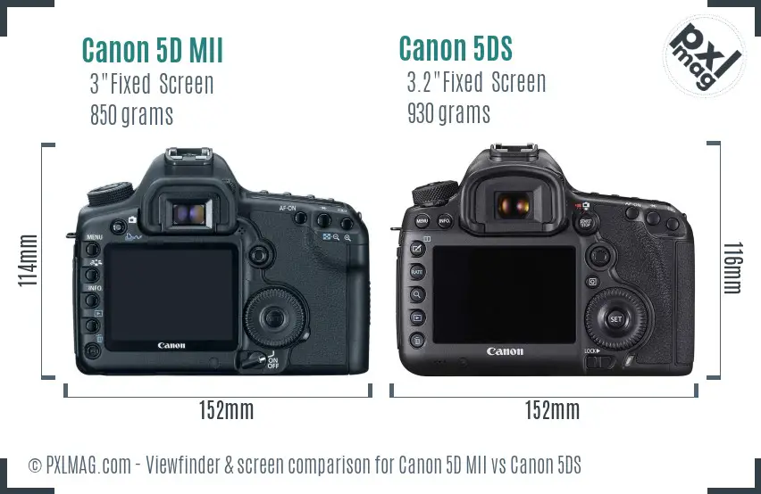 Canon 5D MII vs Canon 5DS Screen and Viewfinder comparison