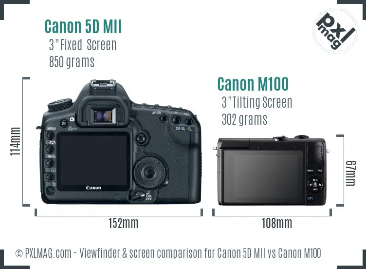 Canon 5D MII vs Canon M100 Screen and Viewfinder comparison