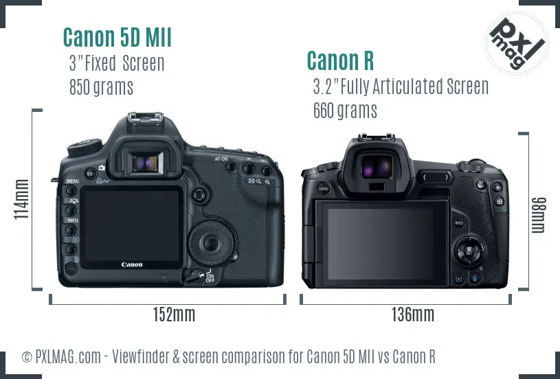Canon 5D MII vs Canon R Screen and Viewfinder comparison