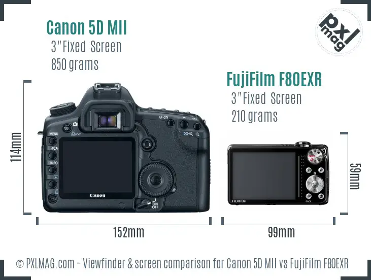 Canon 5D MII vs FujiFilm F80EXR Screen and Viewfinder comparison