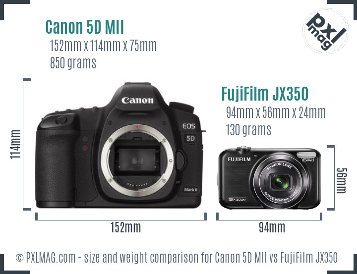 Canon 5D MII vs FujiFilm JX350 size comparison Canon 5D MII vs FujiFilm JX350 size comparison