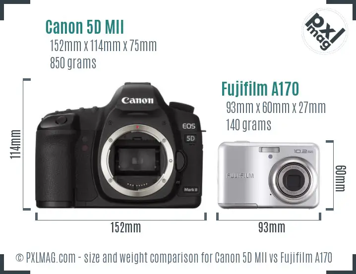 Canon 5D MII vs Fujifilm A170 size comparison