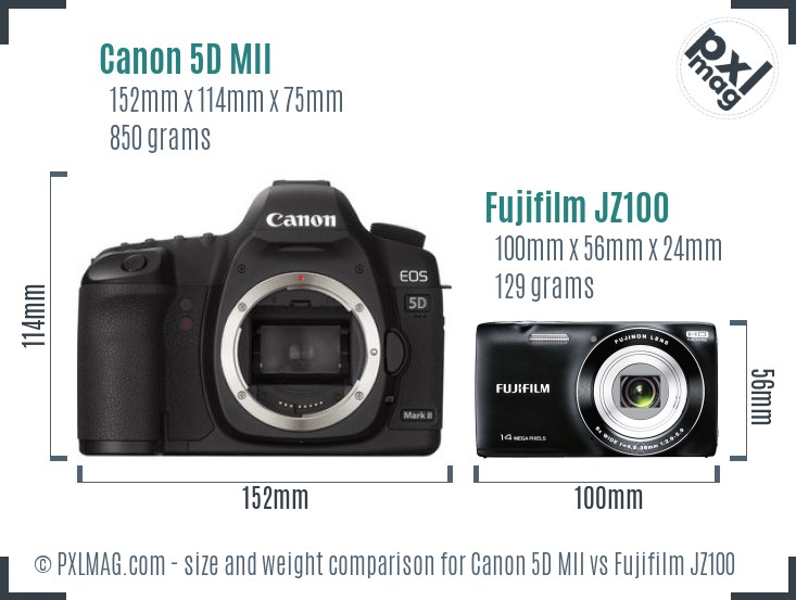 Canon 5D MII vs Fujifilm JZ100 size comparison