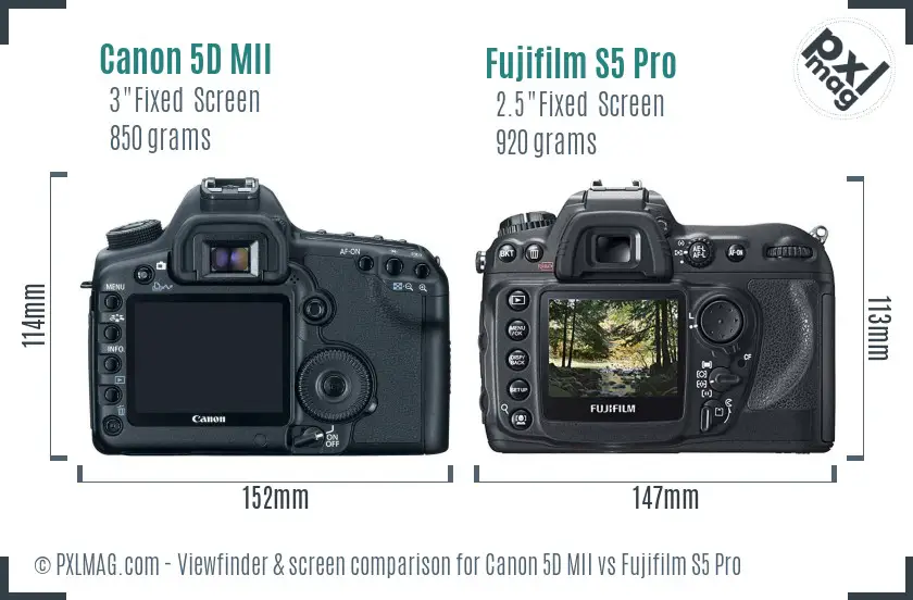 Canon 5D MII vs Fujifilm S5 Pro Screen and Viewfinder comparison Canon 5D MII vs Fujifilm S5 Pro Screen and Viewfinder comparison