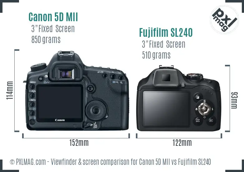 Canon 5D MII vs Fujifilm SL240 Screen and Viewfinder comparison Canon 5D MII vs Fujifilm SL240 Screen and Viewfinder comparison