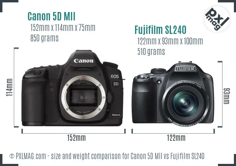 Canon 5D MII vs Fujifilm SL240 size comparison Canon 5D MII vs Fujifilm SL240 size comparison