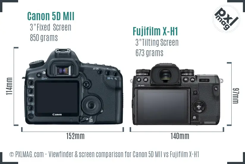 Canon 5D MII vs Fujifilm X-H1 Screen and Viewfinder comparison Canon 5D MII vs Fujifilm X-H1 Screen and Viewfinder comparison