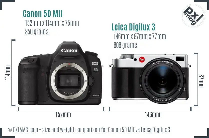 Canon 5D MII vs Leica Digilux 3 size comparison
