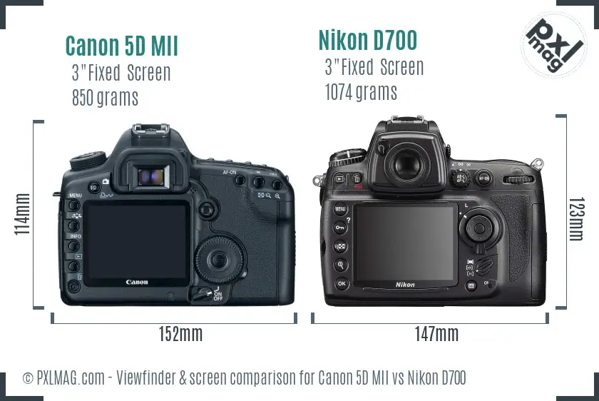 Canon 5D MII vs Nikon D700 Screen and Viewfinder comparison
