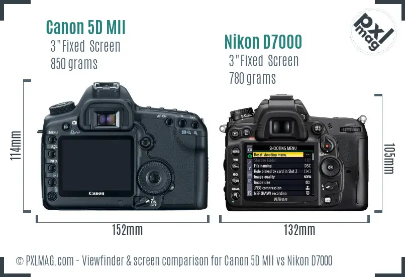 Canon 5D MII vs Nikon D7000 Screen and Viewfinder comparison