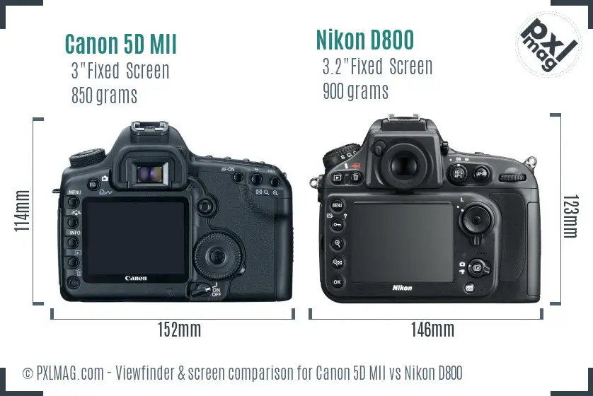 Canon 5D MII vs Nikon D800 Screen and Viewfinder comparison